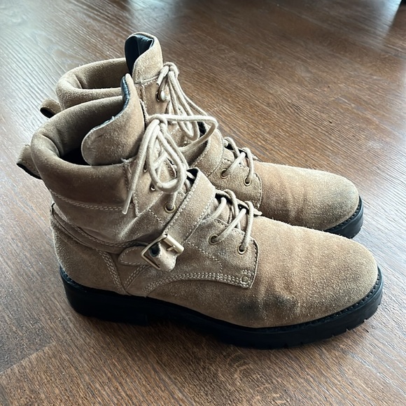 All Saints Paulina tan suede combat boots 40 9 - Picture 2 of 7
